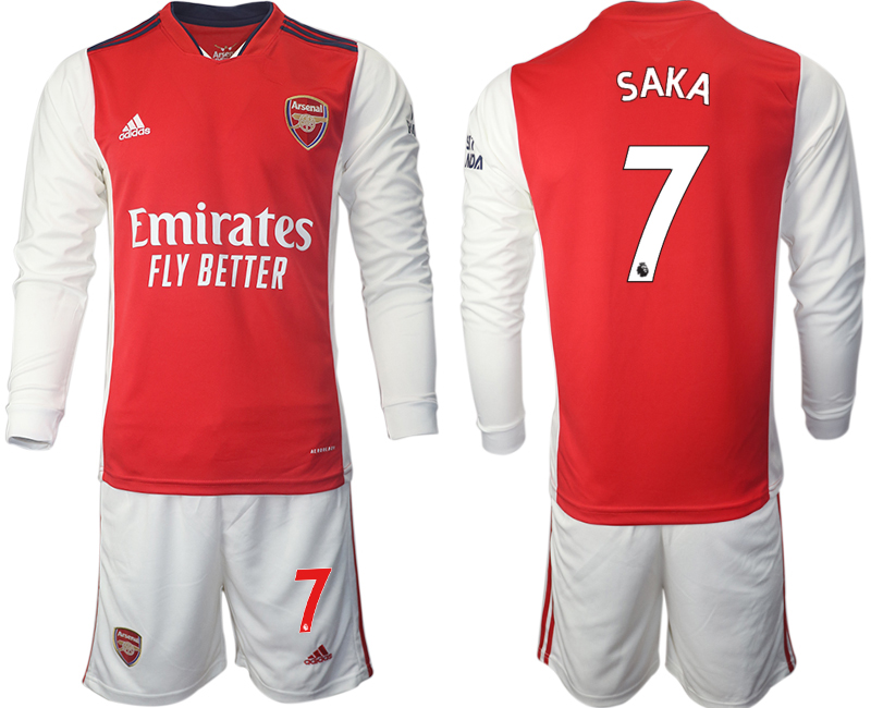 Men 2021-2022 Club Arsenal home red Long Sleeve #7 Soccer Jersey